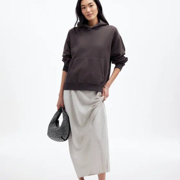 NWT Madewell Boyfriend Midweight Hoodie Sweatshirt in Coal - Size: Small - Picture 10 of 11